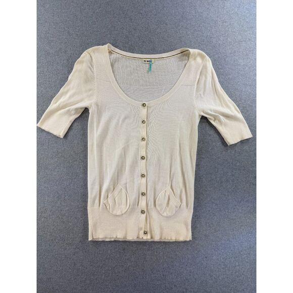 Old Navy Sweaters - Old Navy Women’s Medium Ivory Button Front Short Sleeve Cardigan Sweater 3169